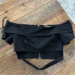 NWT Elegant Black Off-Shoulder Crop Top Size 12